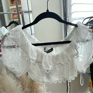 White fox off the shoulder crop top, never worn